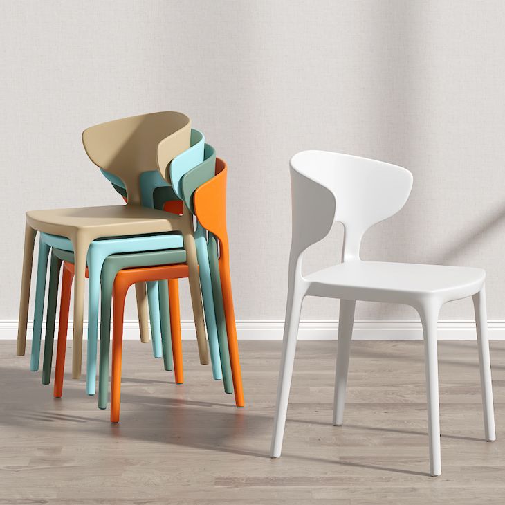 Minimalist Plastic Dining Armless Chair Colorful Wingback Side Chair