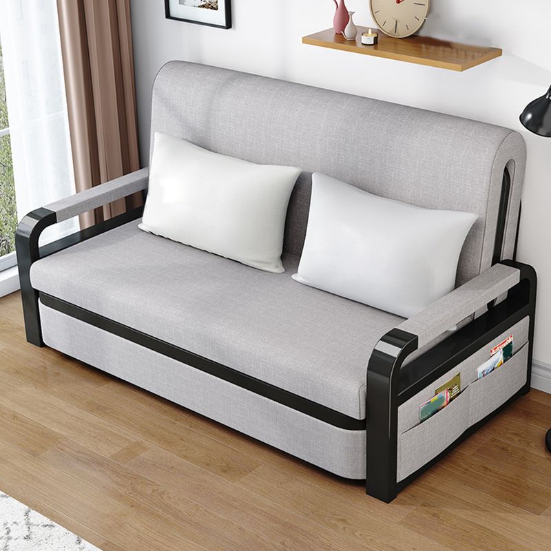 Contemporary Foldable Futon Sleeper Light Gray Futon and Mattress with Storage