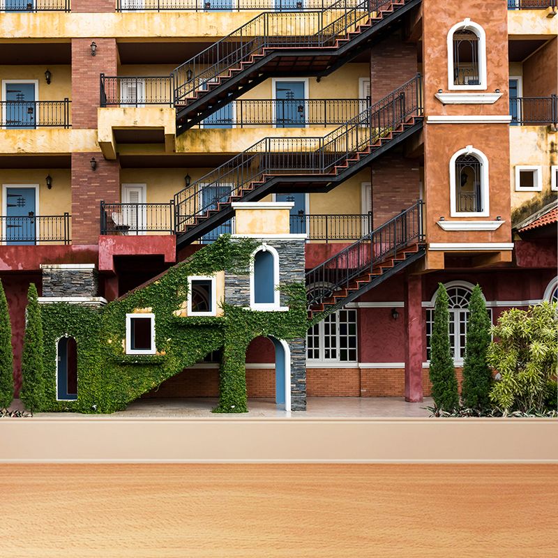 Yellow House Outer View Mural Architecture Modern Waterproofing Wall Decor for Home