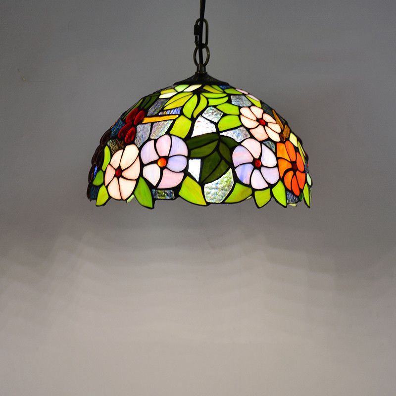 Bol pendent clair de style tiffany 1 vitrail léger lampe suspendue en vert