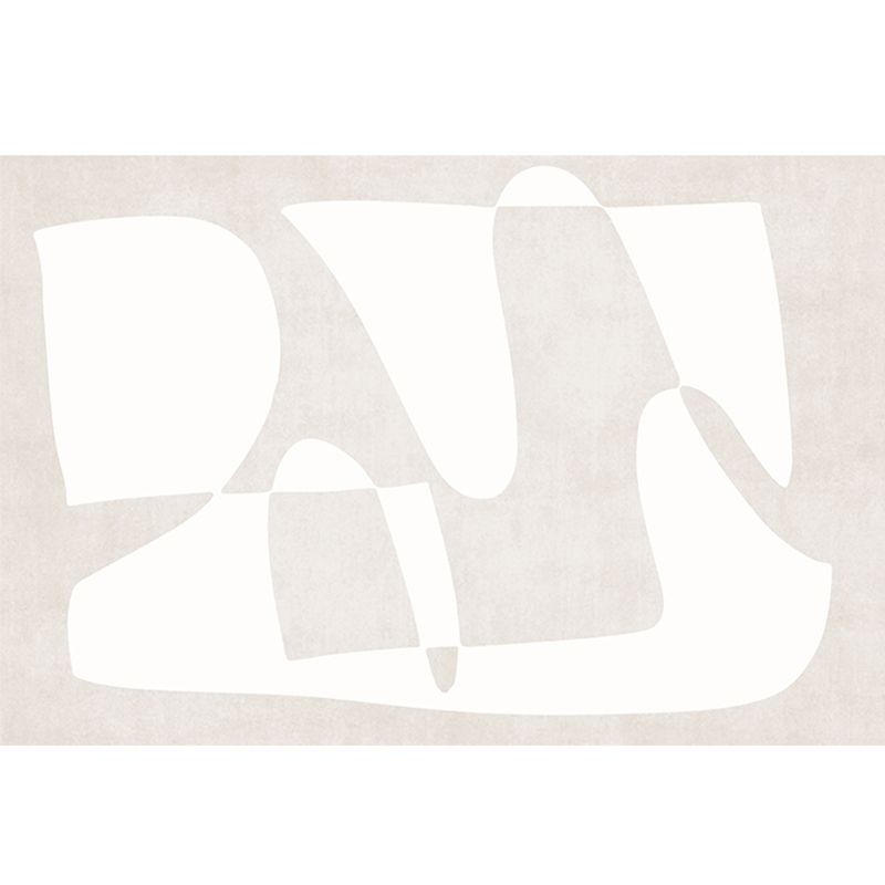 Apricot Tone Simplicity Rug Polyester Carpet Stripe Printing Indoor Rug Non-Slip Backing for Living Room