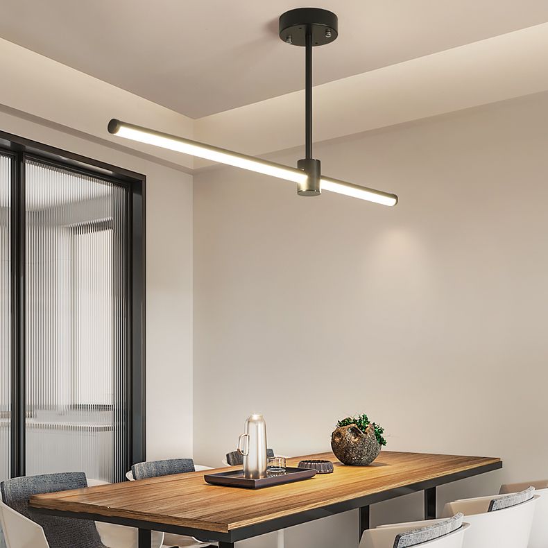 Éclairage de pendentif moderne pour l'îlot de cuisine Idées d'éclairage de l'île de pendentif linéaire