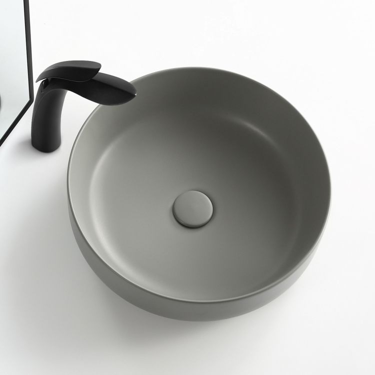 Modern Vessel Bathroom Sink Porcelain Specialty Shut-Off Valve Included Basin Sink