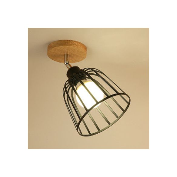 1 Licht einstellbare Quadrat/Kugel Deckenleuchte mit Käfig Schatten Industrial Black Metall halbbündiges Licht für Korridor