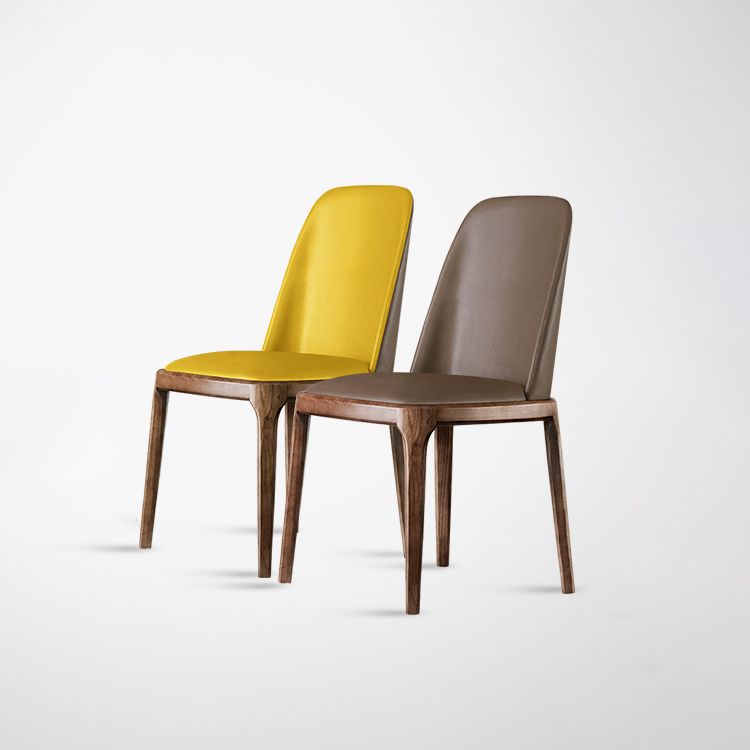Nordic Style Side Solid Dining Room Chair Leather Parsons Chair for Home Use