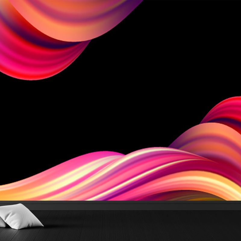 Abstract Ribbons Wall Paper Mural Contemporary Non-Woven Wall Decor for Girls Room