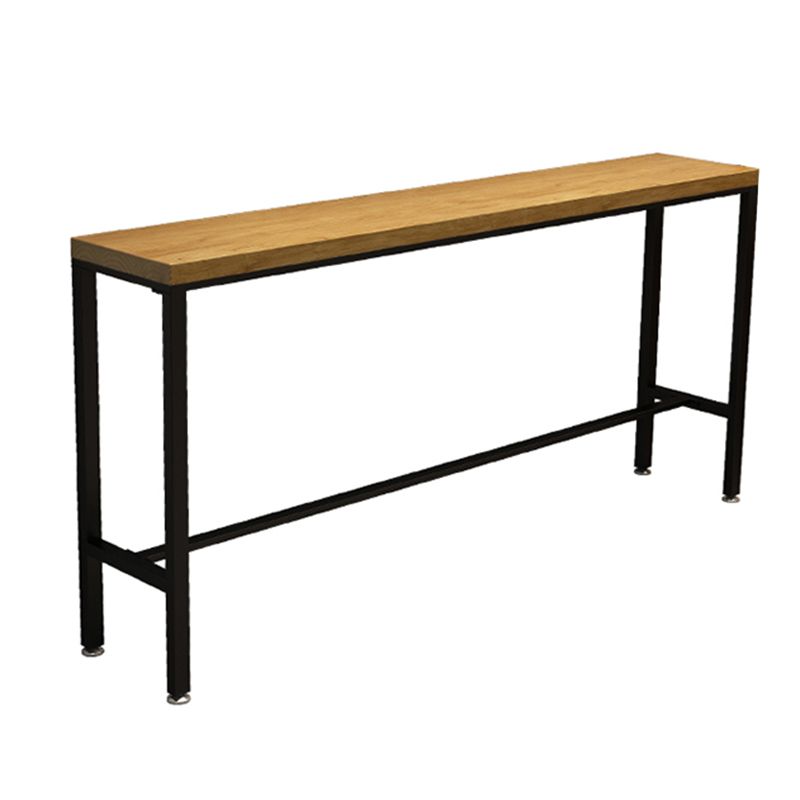 Industrial Bar Height Table Solid Wood Top Bistro Pub Table with Trestle Base