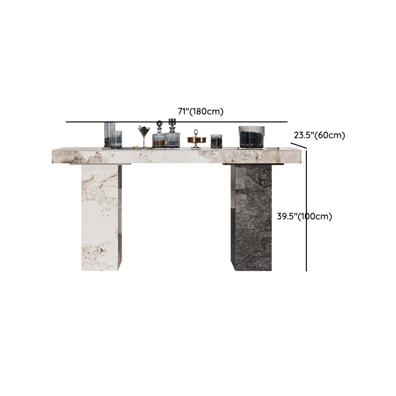 1/2/3/5 Pieces Glam Rectangle Sintered Stone Counter Table with High Stools