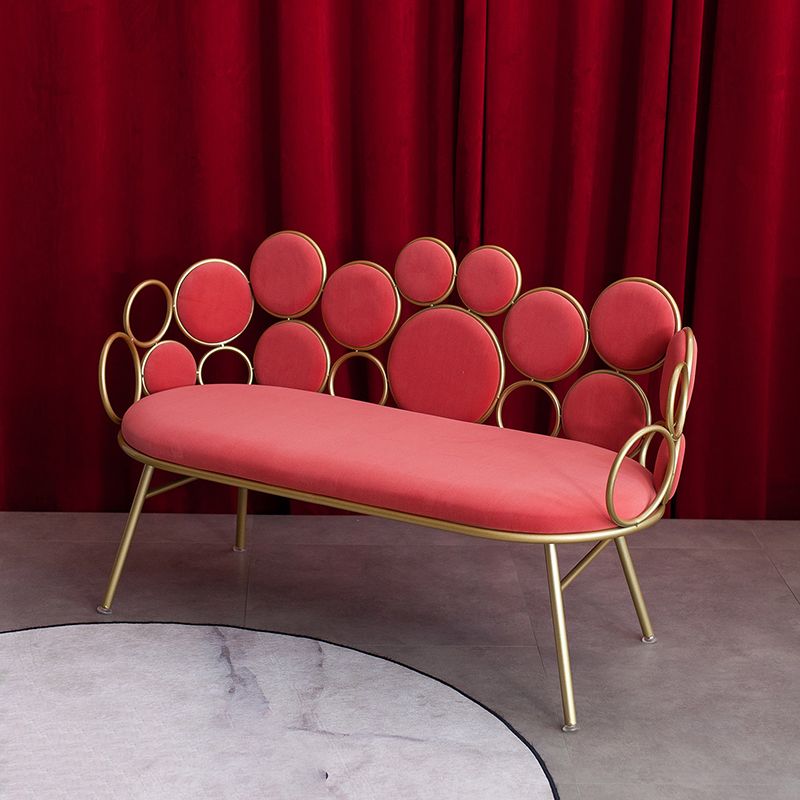 Modern Velvet 2-seat Sofa 31.49" H Sloped Arm Metal Frame Settee