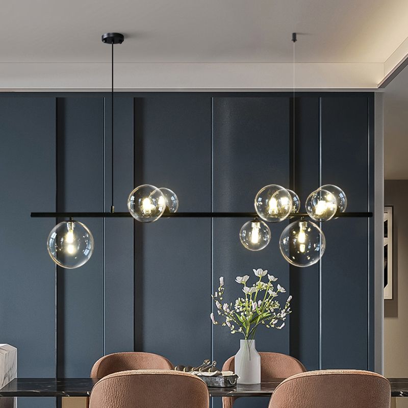 Estilo moderno de forma esférica luces de isla vidrio 9 Ideas de iluminación de la isla de la luz en negro