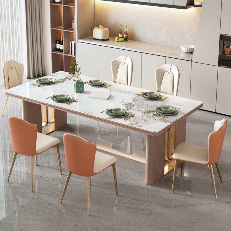 Modern 1/4/5/6/7 Pieces Dining Table Rectangle Stone Furniture in White