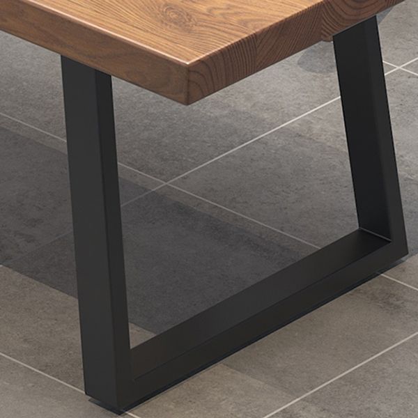 Mesa de comedor industrial rectangular, mesa fija de color madera con madera maciza de pino