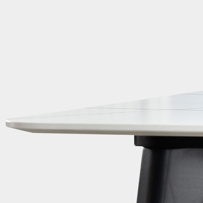 Sintered Stone White Dining Table Minimalist Trestle Base Table for Dining Room