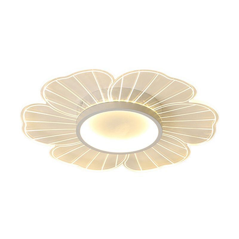 Flower Shape Flush Mount Modern Style Acrylic 1 Lights Led Flush Mount in White