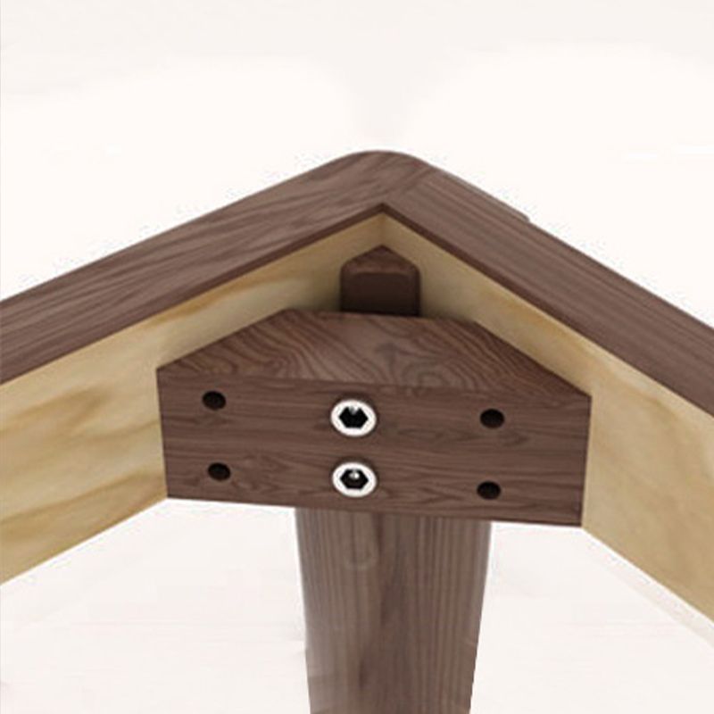 Black Stone Top Dining Table Mid-Century Modern Dining Table with 4 Wood Legs