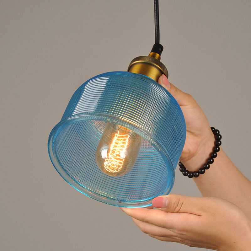 Modern Style Hanging Light Fixture Bowl Shape Hanging Ceiling Light with Glass Shade