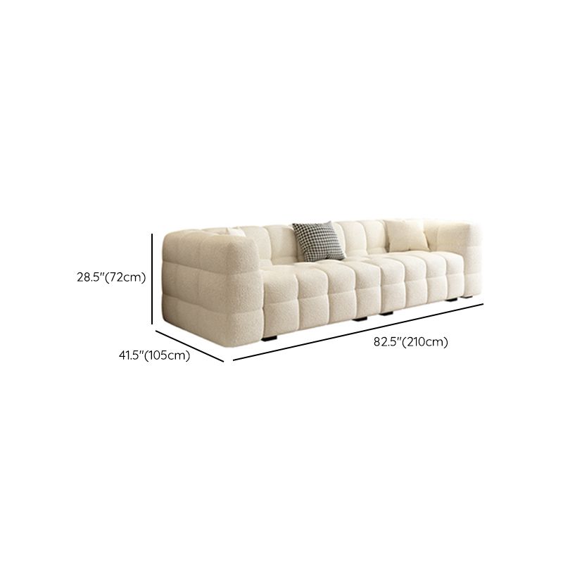 Contemporary Biscuit Back Tuxedo Arm Sofa in White For Living Room