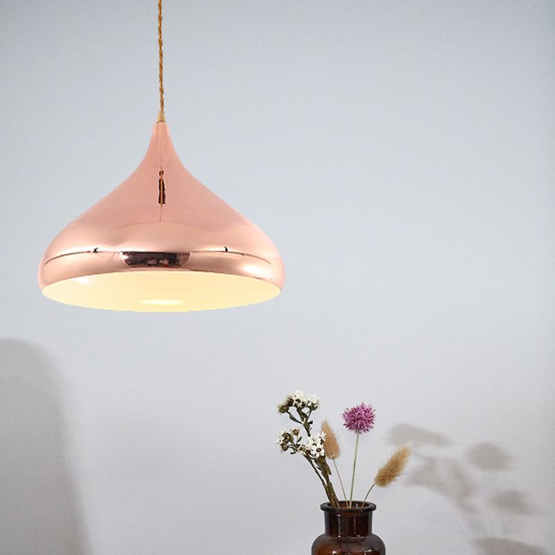 Dormitorio en forma de cebolla colgante de metal claro una lámpara colgante contemporánea ligera en oro rosa