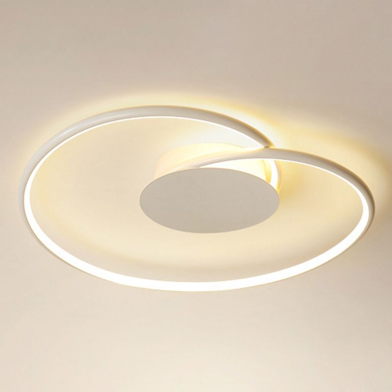 1 - Light LED Linear Flush Mount in White Metal Modern Ceiling Flush