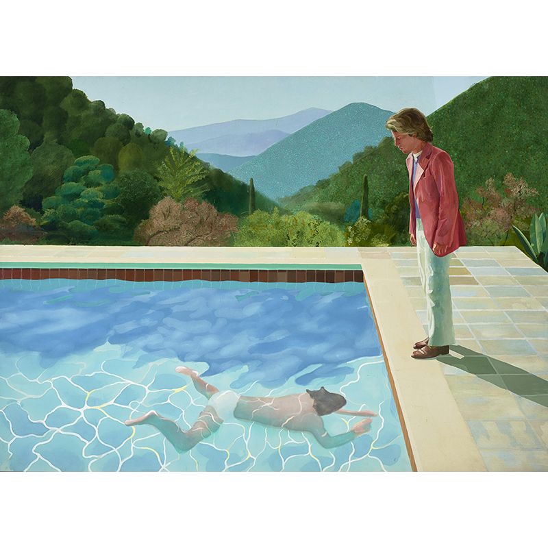 Non-Woven Washable Murals Artistic Pool with Two Figures Painting Wall Decoration for Home