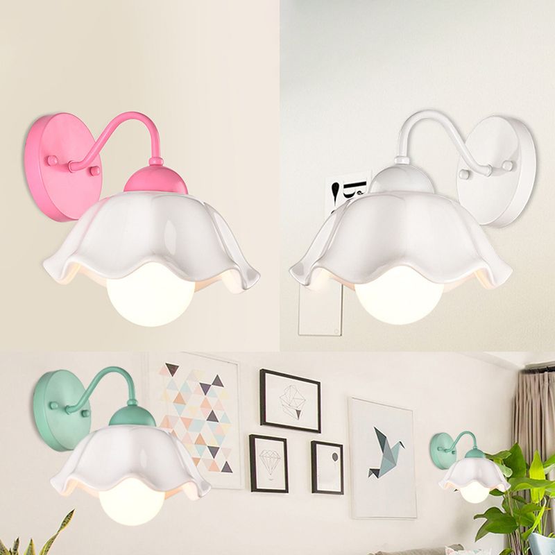 Luz de plataforma acampanada Cerámica de estilo pastoral americano 1 apliques de luz