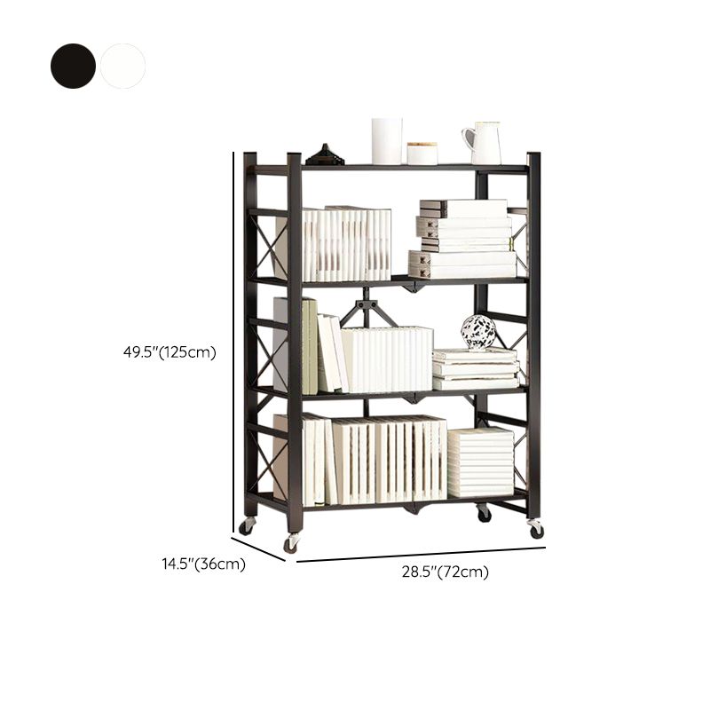 Contemporary Metal Bookshelf Etagere Folding Bookcase with Shelves