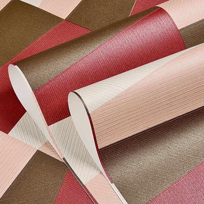 Mid Century Geometry Wallpaper Dark-Color Living Room Wall Covering, 33' x 20.5"