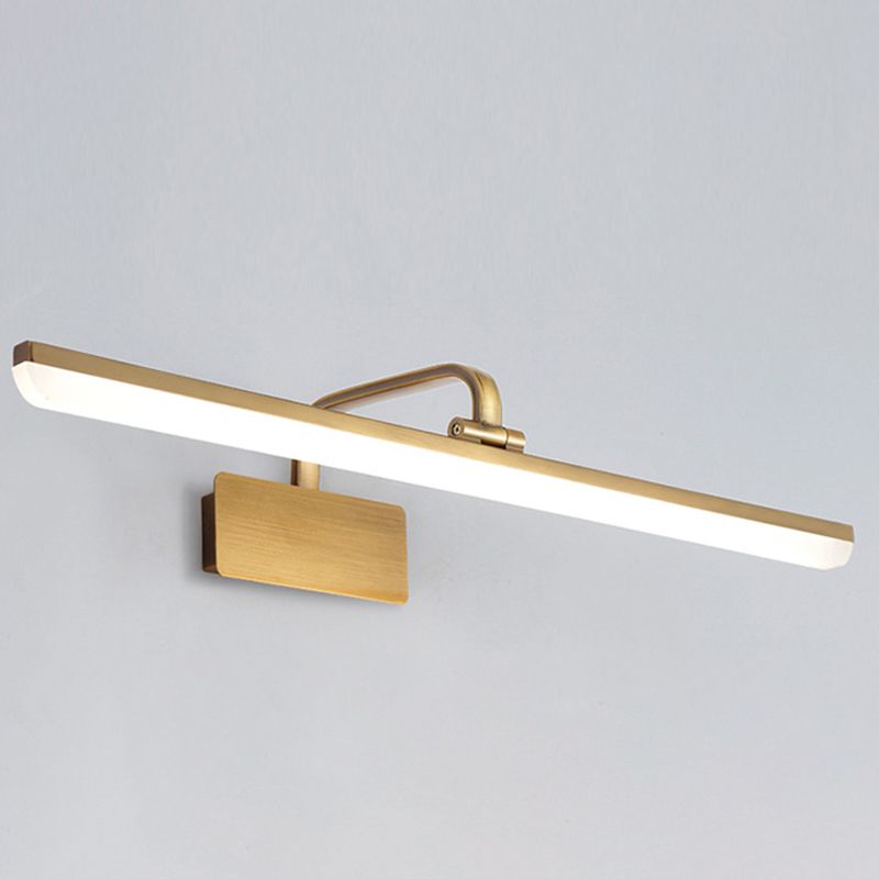 Waterdichte lineaire LED -wandlichtmetaal Modern Minimalisme Brass Vanity Neutraal Light voor kleedkamer