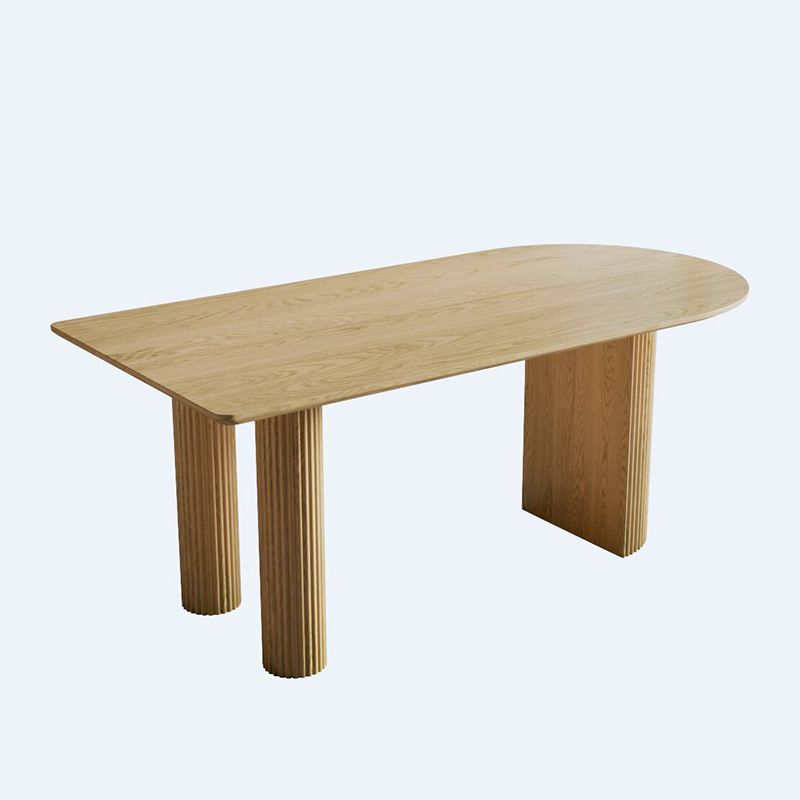 Free Form Dining Table Pine Solid Wood Dining Table in Walnut and Natural