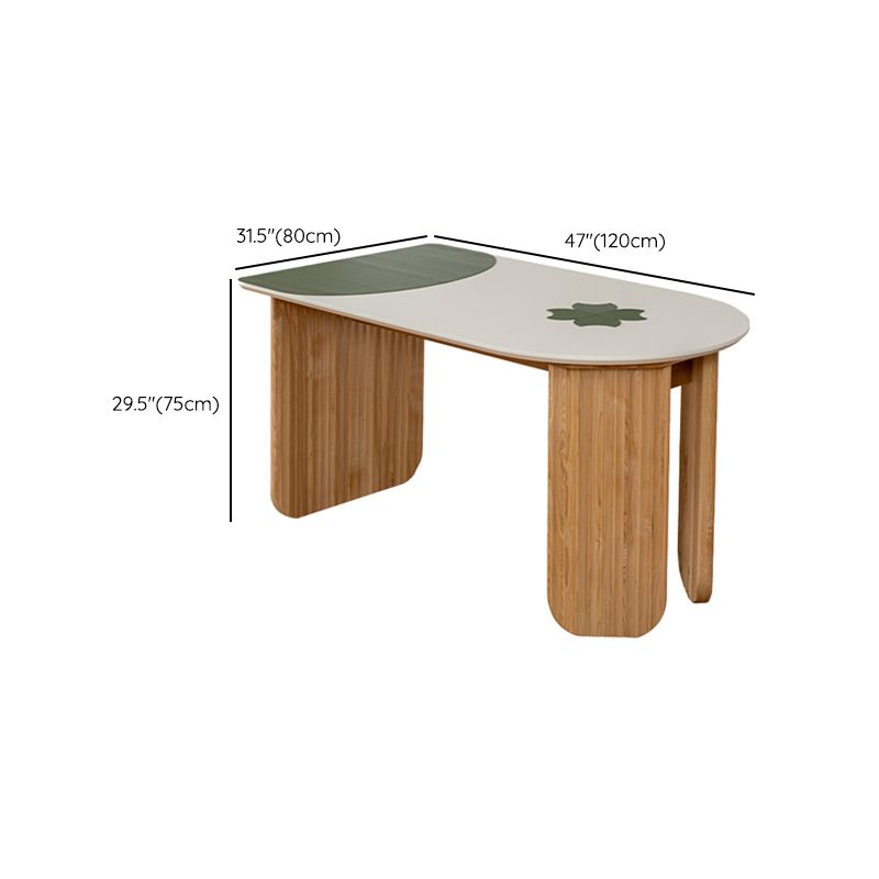 Free Form Dining Table with Ash Wood Base Modern Dinette Table for Home