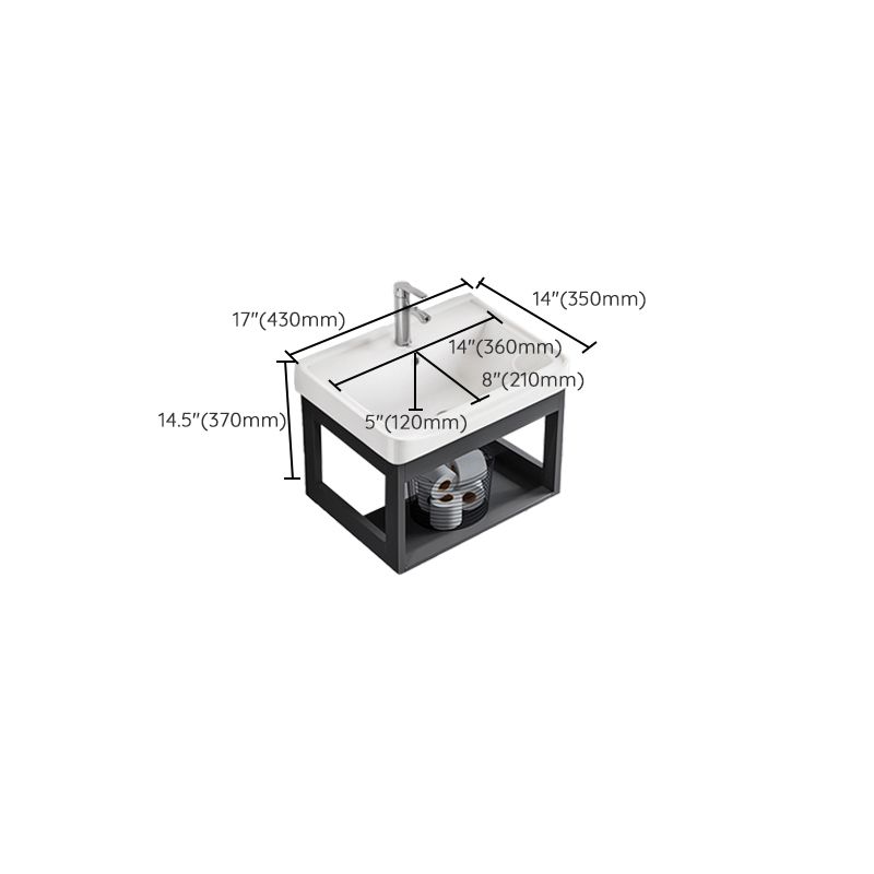 Bathroom Vanity Set Wall Mounted Storage Shelf Ceramic Sink Mirror Vanity Sink with Faucet