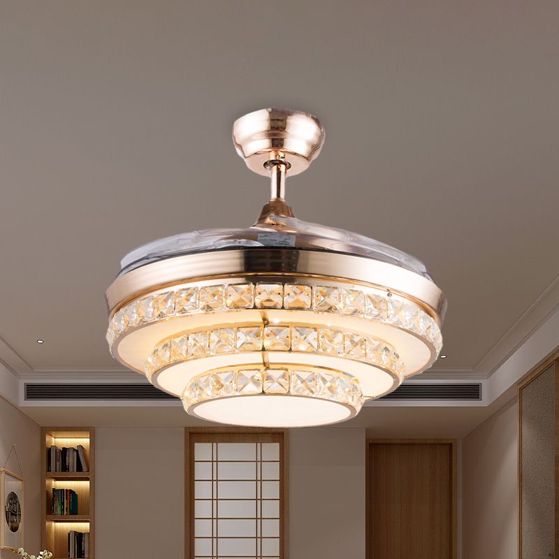 42.5 "de ancho de oro de ancho 3 niveles Luz de semi descarga Modernista Crystal Living Led Techo de techo de montaje Flush con 3 cuchillas