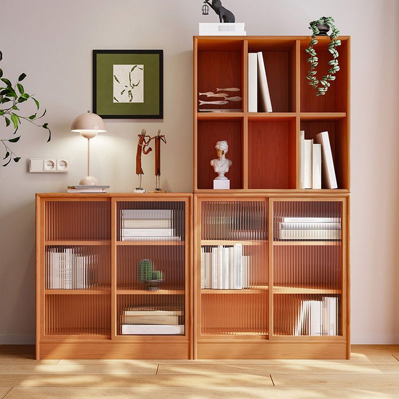 Modern Style Bookcase Solid Wood Closed Back Bookshelf for Home Office