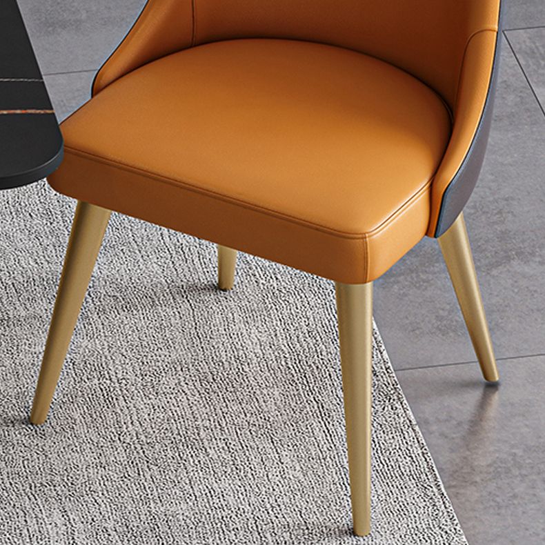 Silla de comedor sin brazos con respaldo sólido de diseño escandinavo, sillas de comedor de cuero PU