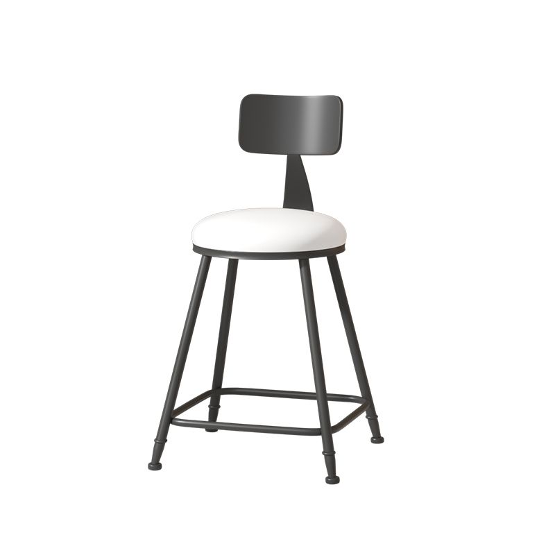 Modern Armless Backrest Counter Stool Iron Cafe Bar Stool with Leather Cushion