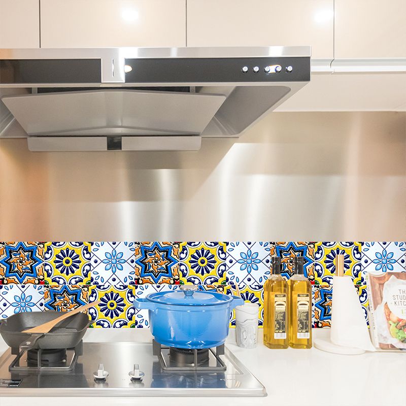 18 Pcs Flowers Wallpaper Panels Bohemian Self-Stick Kitchen Wall Covering, 7.8-sq ft