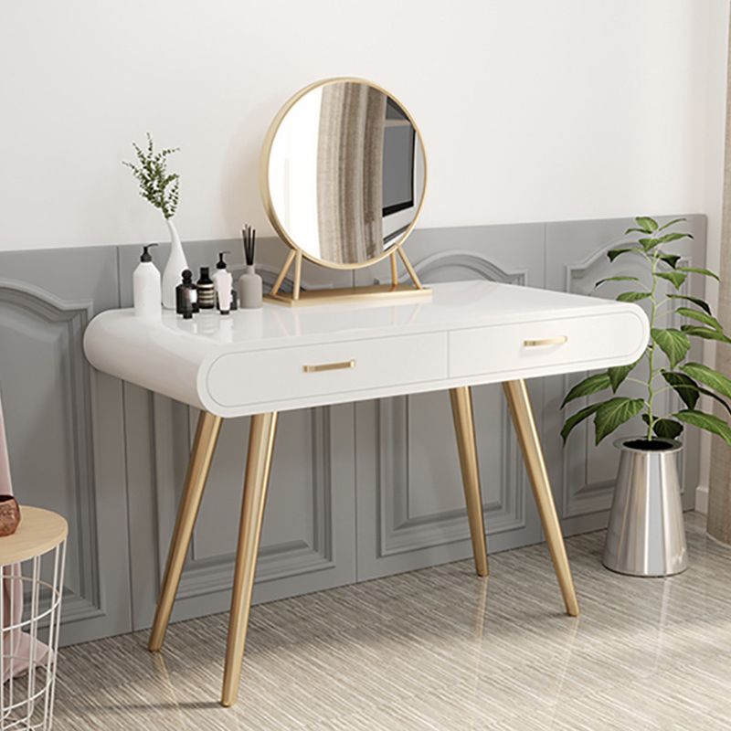 White Gold Makeup Counter with Drawer 15.74" Wide Glam Vanity Tables for Bedroom