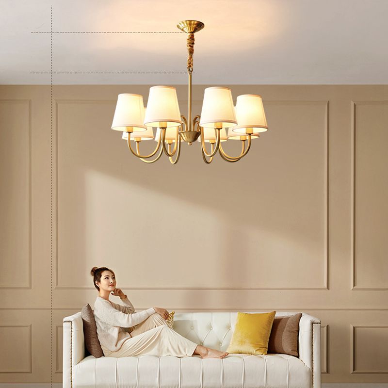Traditional Creative Sputnik Hanging Lamp Copper Indoor Pendant Light with Fabrics Shade