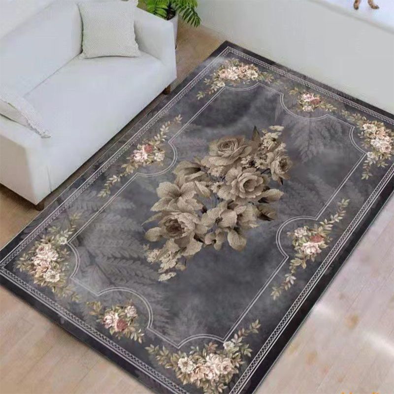 Navy Living Room Rug Modern Medallion Area Rug Polyester Washable Carpet for Home Decor