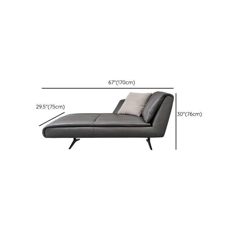 Modern Cushioned Chaise Lounge Leather Recessed Arms Chaise with Pillow