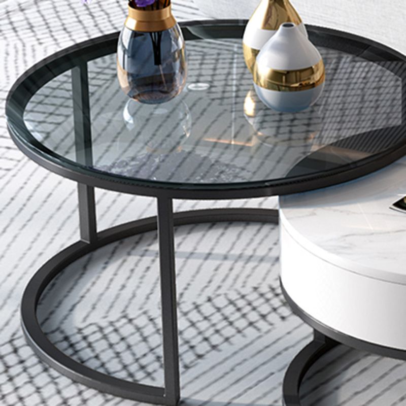 Round Nesting Coffee Table Set Round Frame Coffee Table with Drawer