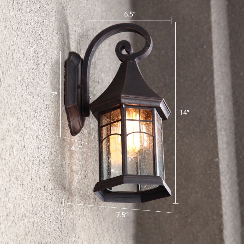 Vintage Booth Shaped Wall Mount Light Single Clear Seed Glass Sconce Fixture for Gate