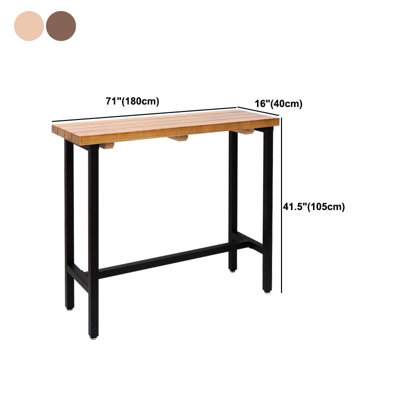 Footrest Outdoor Cocktail Bar Table Industrial Wood Rectangle Counter Table