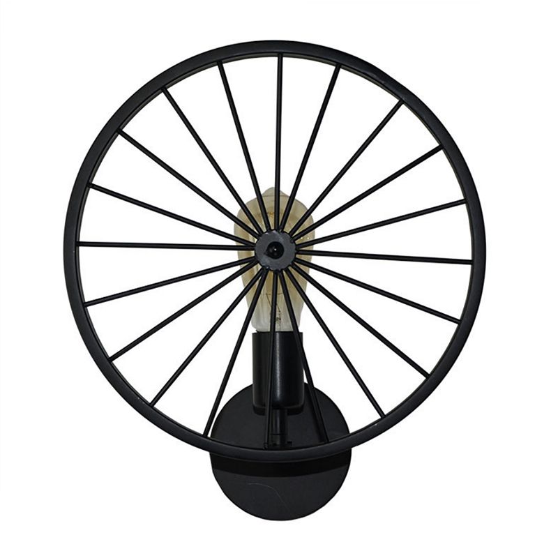 1 Bulb Metal Wall Lighting Vintage Black Finish Wheel Restaurant Wall Sconce Lamp