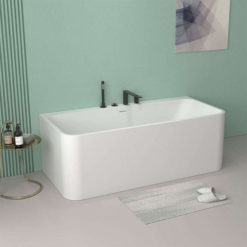 Modern Stone Rectangular Tub Soaking 22.05" Wide Bath with Overflow Trim Bath