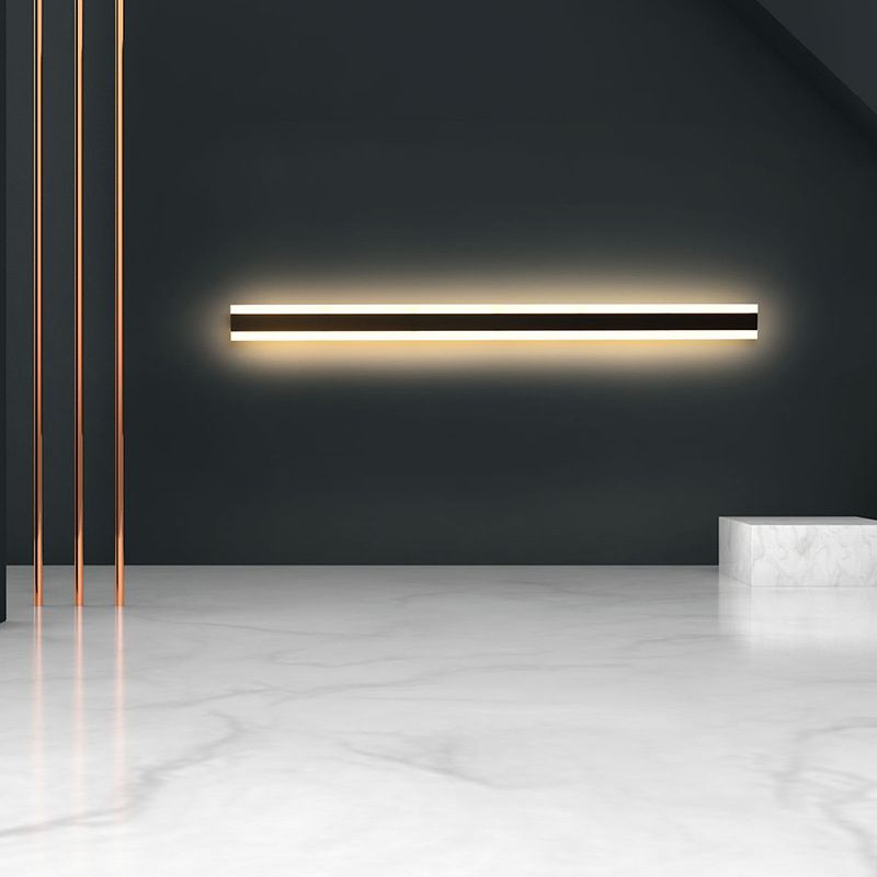 Linear Shape Metal Wall Mount Lighting Modern 1-Light Wall Mounted Light Fixture in Black