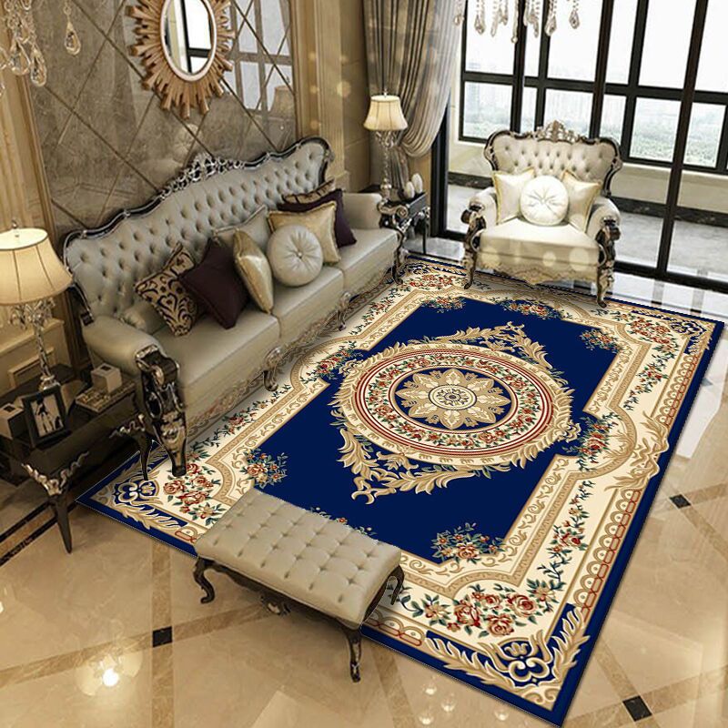 European Indoor Rug Modern Medallion Pattern Area Rug Washable Carpet with Non-Slip Backing