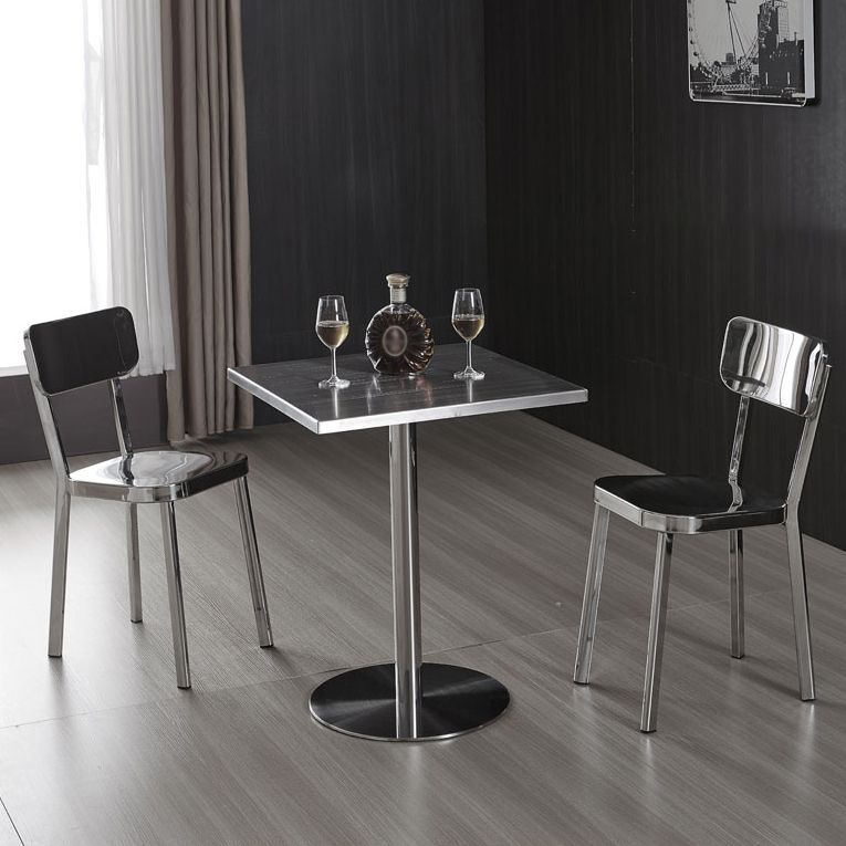 Metal Industrial Square Dining Table Stainless Steel Table for Kitchen and Dining Room