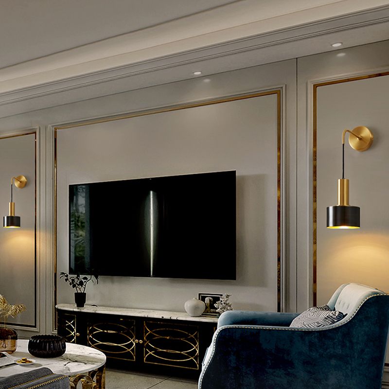 1 Light Cylinder Wall Sconce Modern Style Metal Sconces for Bedroom