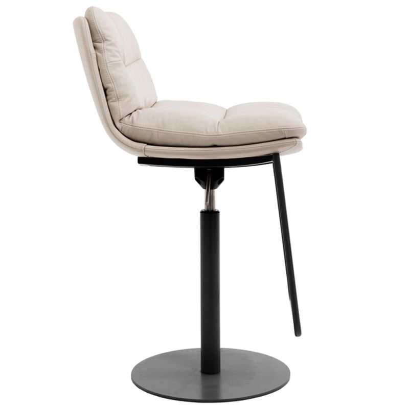 Glam Style Armless Counter Stool Leather Adjustable Height Bar Stool